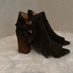 Charcoal grey suede booties
